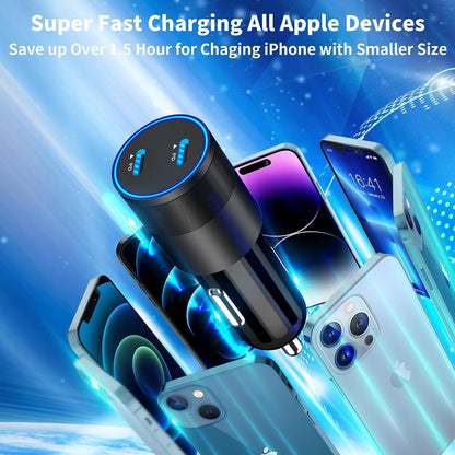 USB C Car Charger, Rombica 2Pack 3-Port 67W Dual PD USB-C&USB-A Car Power Cigarette Lighter USB Charger 3 in 1 PD/QC Type C Fast Car Charge for iPhone 17 17 Pro Max 16 15 14 13 12/Galaxy S26 S25/Pixel