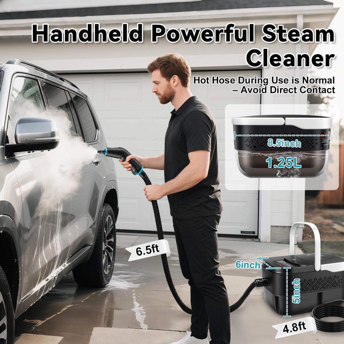 Steam Cleaner, 2500W Portable Handheld Steamer for Cleaning, Large Capacity Tank Pressurized Steam Cleaning Machine for Home, Car, Bathroom, Kitchen, Furniture, Grout, Floor, Tile