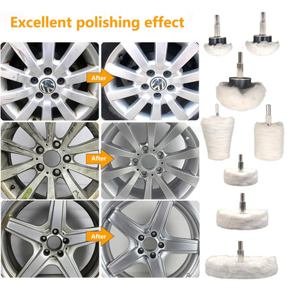 6 pcs Buffing Wheel for Drill,Buffing Pad Polishing Wheel Kits,Wheel Shaped Polishing Tool for Metal Aluminum,Stainless Steel,Chrome,Jewelry,Wood,Plastic,Ceramic,Glass,etc