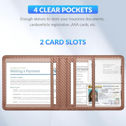 Car Registration and Insurance Card Holder，Vehicle Glove Box Car Organizer，Accessories Case for Storing Driving Licences, Cards, Documents