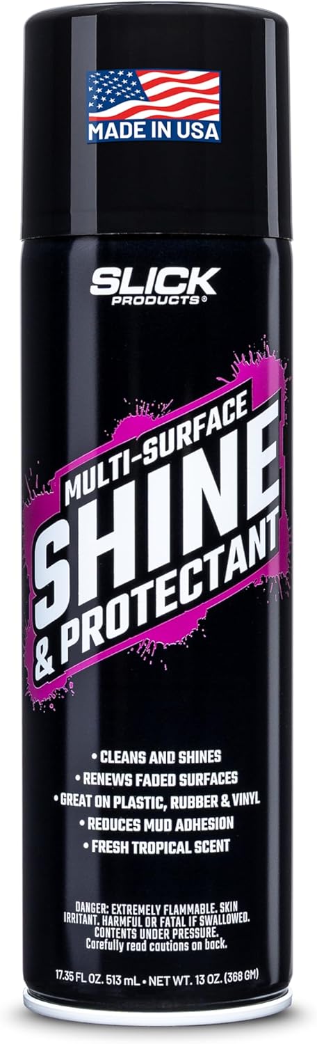 Slick Products Shine & Protectant Spray 17.35 FL OZ. - High Gloss Clear Coating Renew Vinyl, Plastic, Rubber, Trim, Tire, Car, Truck, Motorcycle, Dirt Bike (3-Pack)