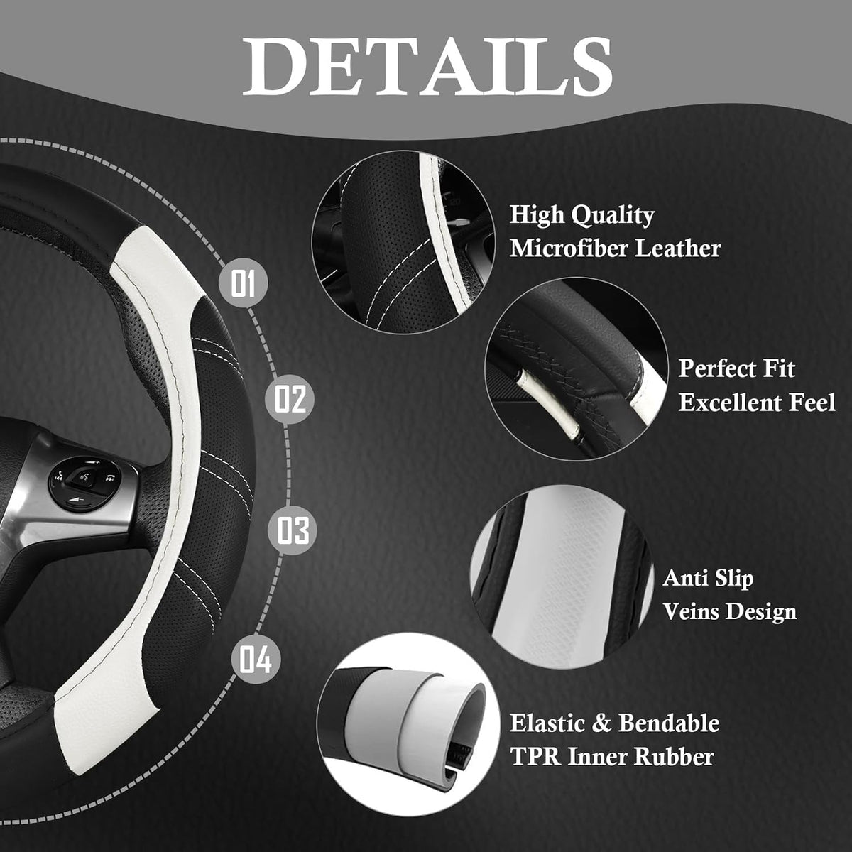 CAR PASS Air Mesh Leather Car Seat Covers Full Set, Waterproof Car Floor Mats, Sporty Steering Wheel Cover 14.5-15in, Universal Fits for 95% Cars Truck SUV (Black and Blue)