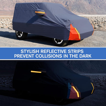 Car Cover Waterproof All Weather for Automobiles, 6 Layers Outdoor Full Exterior Cover Rain Sun UV Snowproof Protection with Zipper Cotton, Mirror Pocket for Sedan (190-195 inch)