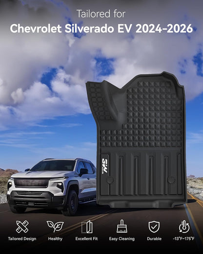 3W Floor Mats & Cargo Liner Fit for 2021 2022 2023 2024 2025 2026 Chevy Tahoe/GMC Yukon/Cadillac Escalade 7 Seat, TPE All Weather Custom Fit Car Accessories Heavy Duty Rubber Full Set Trunk Mats - Colors B