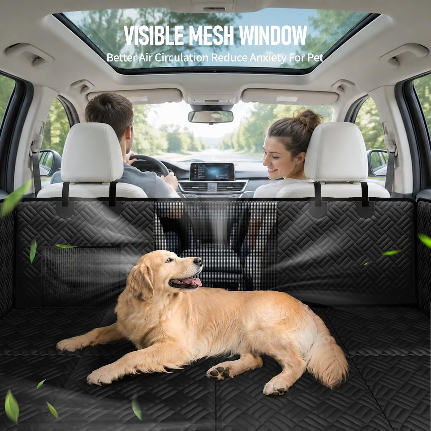 PROZAR Dog Car Seat Cover for Back Seat, Hard Bottom Back Seat Extender, Back Seat Pet Cover for Dogs - Supports 400lbs, Waterproof Heavy Duty Scratch Dog Hammock for Compact Cars/SUVs, 51in