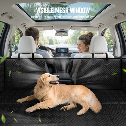 PROZAR Dog Car Seat Cover for Back Seat, Hard Bottom Back Seat Extender, Back Seat Pet Cover for Dogs - Supports 400lbs, Waterproof Heavy Duty Scratch Dog Hammock for Compact Cars/SUVs, 51in