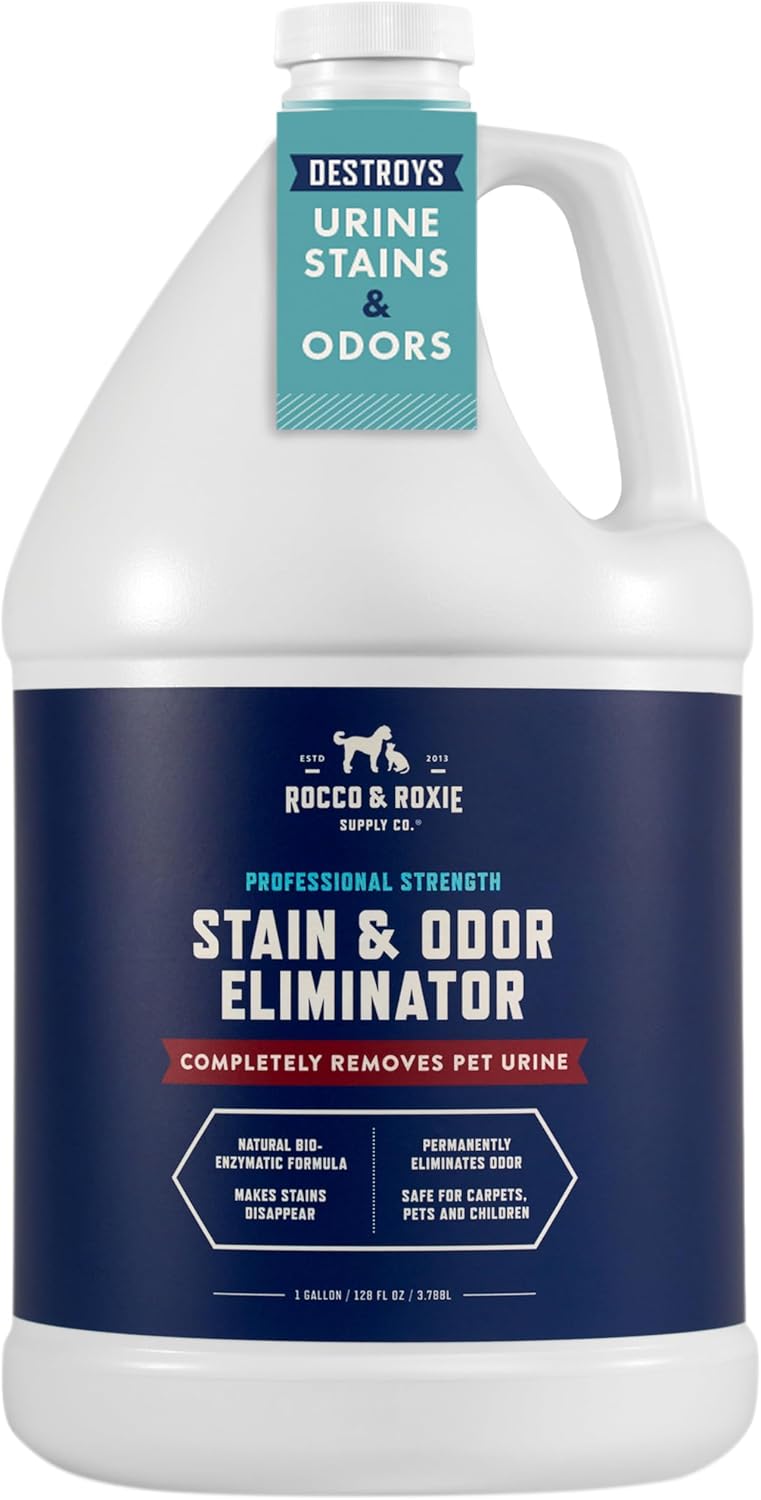 Rocco & Roxie Extreme Stain & Odor Eliminator for Strong Odor, Pet Urine Enzyme Cleaner Destroyer, Stain Remover, Dog Poop and Cat Pee, Enzymatic Carpet Cleaner Spray for Home, Puppy Potty Training