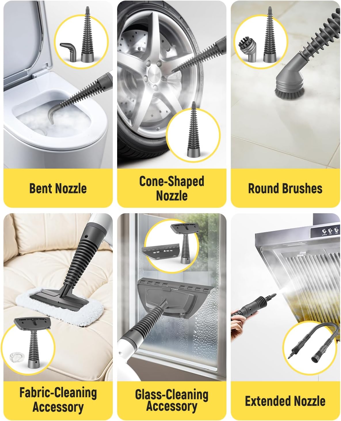 Handheld Steam Cleaner with Safety Lock, 500mL Large Tank & 19PCS Accessories - Multi-Surface Deep Cleaning for Kitchen, Bathroom, Car, Sofa - Removes Stubborn Grime, Sanitizes Surfaces (White)