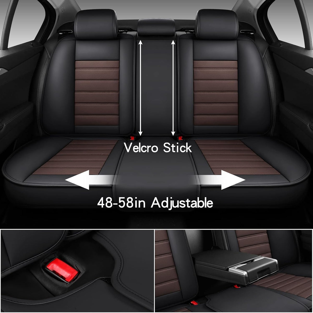 MINGBRON Car Seat Cover Full Set, Leather Car Seat Cover, Waterproof Seat Covers, Car Seat Cushion, Nappa Leather Seat Covers Car Seat Protector Universal Fit Most Cars Black