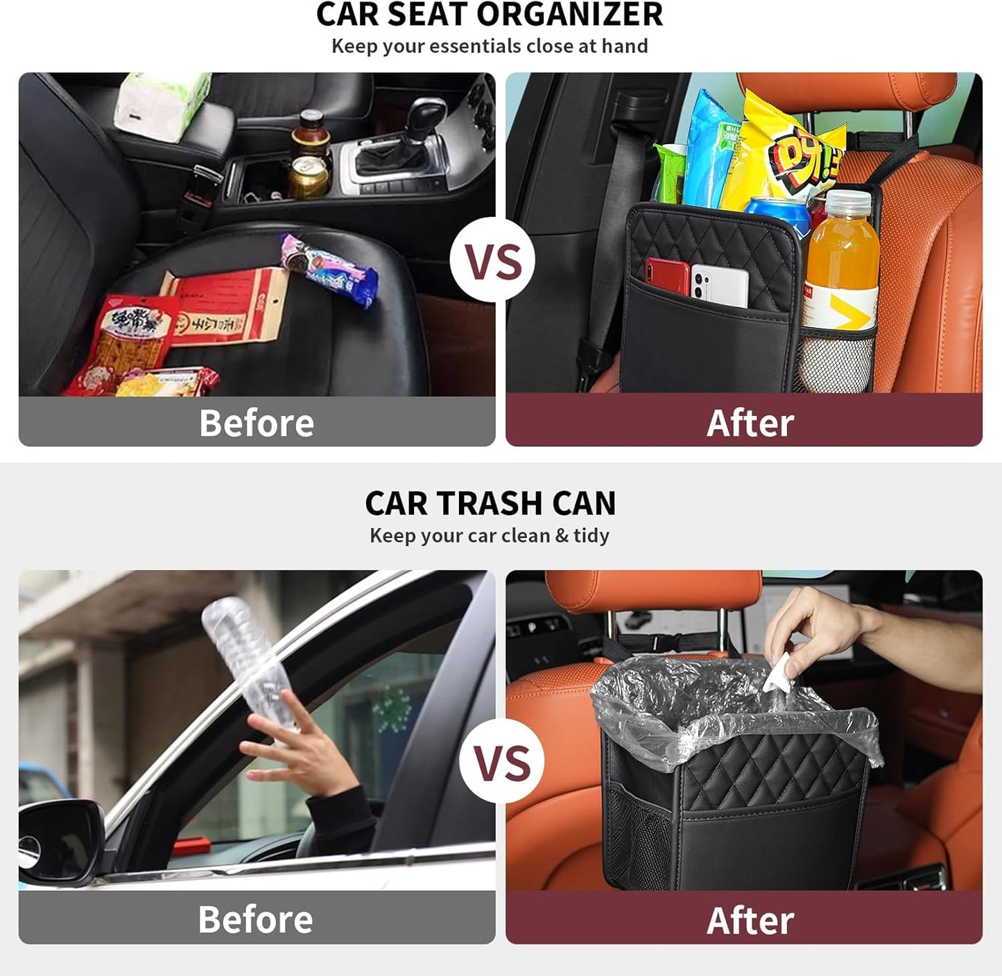 FrgKbTm Car Seat Back Hanging Bag Car Document Holder Multi-Pocket Bottle Bag Storage Box Organizer Travel Tidy Pouch Pocket Kids