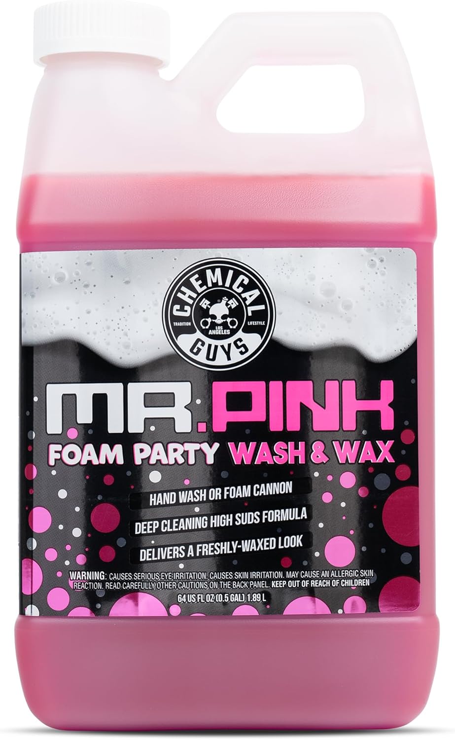 Chemical Guys Mr. Pink Foam Party Wash & Wax – 128 oz Tangerine Scent High Foaming Car Wash Soap for Foam Cannons and Buckets – Safe on Paint, Clear Coat, Cars, Trucks, SUVs, and RVs
