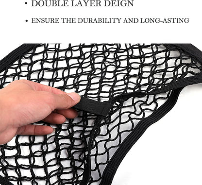 2 Pack Small Cargo Net Pocket Storage Mesh Net Elastic Automotive Cargo Nets Storage Pouch for Car Trunk Net, RV, Boat Storage Mesh Pocket Net with 8 Mounting Screws and Hooks (18 x 9.8 Inches)