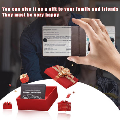 Ziciner Car Registration Insurance Holder, 2Pack Essential Auto Card Document Glove Box Organizer with Touch Fastener, Vehicle Interior Accessories Perfect for Most Car, Truck, SUV (Red/Small Car)