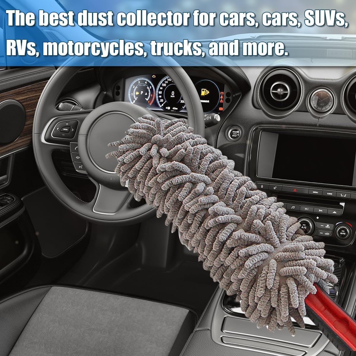 Bittwee Car Wheel Brush, Auto Detailing Wash Brush Duster Exterior Scratch Free with Long Handle Ergonomic Grip, Gift for Men Car Guy, Universal for Cleaning Vehicle Truck SUV Van Tire Wheel