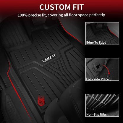 LASFIT Floor Mats for Honda CR-V 2026 2025 2024 2023 (Gasoline & Hybrid & e:FCEV), All Weather TPE Custom Fit Anti-Slip Pet Friendly Car Liners, 1st & 2nd Row Black