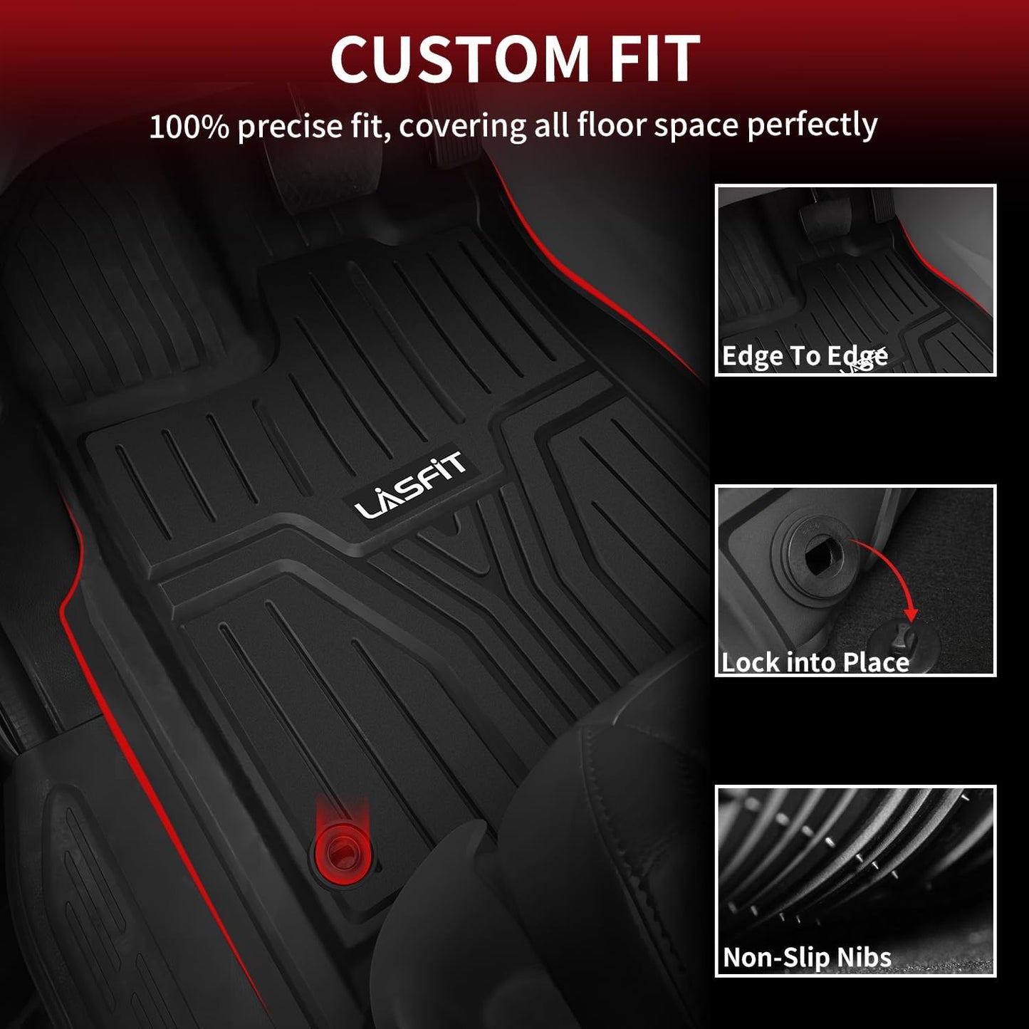 LASFIT Floor Mats and Cargo Liner for Honda CR-V 2026 2025 2024 2023 (Gasoline & Hybrid & e:FCEV), All Weather TPE Car Trunk Mat (Upper Position), 1st & 2nd Row & Trunk Liner Full Set Black
