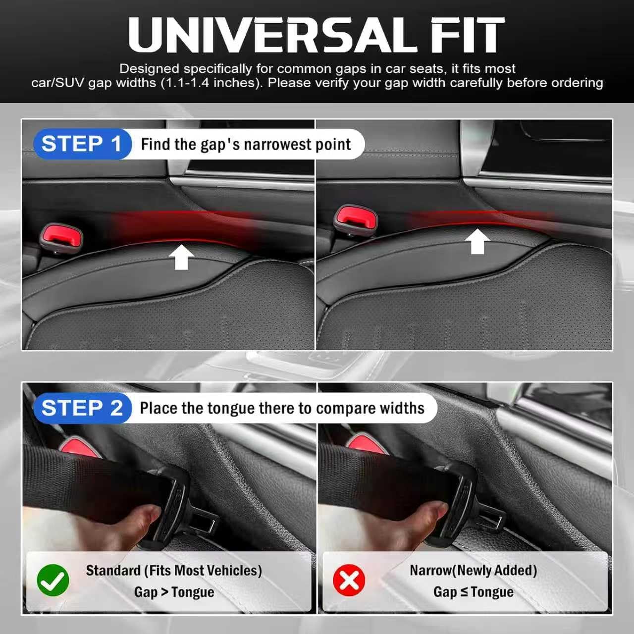 4PCS Car Seat Gap Filler Organizer, Universal Car Seat GapBlocker with Storage Slot, Leak-Proof Seat Gap Plug for Car SUV Truck,Automotive Interior Accessories, Black