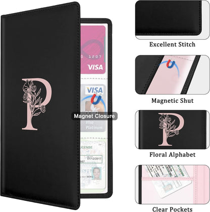 Letter Car Registration and Insurance Holder, with Magnetic Closure for License, Cards and Documents,Vehicle Glove Box Car Organizer, Interior Car Accessories for Women Men (M)