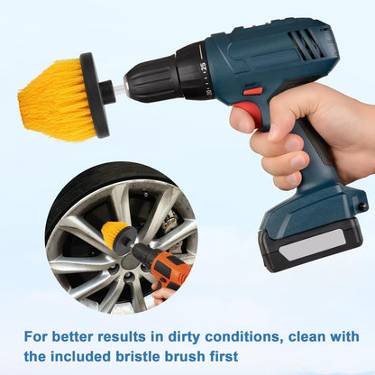 Linkstyle 5PCS Drill Polishing Ball Set, Car Wheel Polisher Sponge Pad Kit with Long Extension Pole & Cleaning Brush, Buffing Ball for 1/4" Hex Drill, Car Rim and Metal Surface Polishing Tool