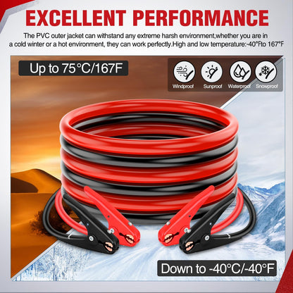 Nilight Jumper Cables for Car Battery 8 Gauge 12 FT Booster Cable Heavy Duty 250 A CCA with Carrying Bag Jump Start Emergency Kit Pickup Vans SUV Sedan Motorcycle