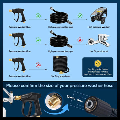 Saker Foam Cannon Dual Connector Accessory for Pressure Washer Kit,with Foam Cannon Dual Connector,Pressure Washer Gun for Car Washing and Cleaning,5 Power Washer Sprayer Nozzles
