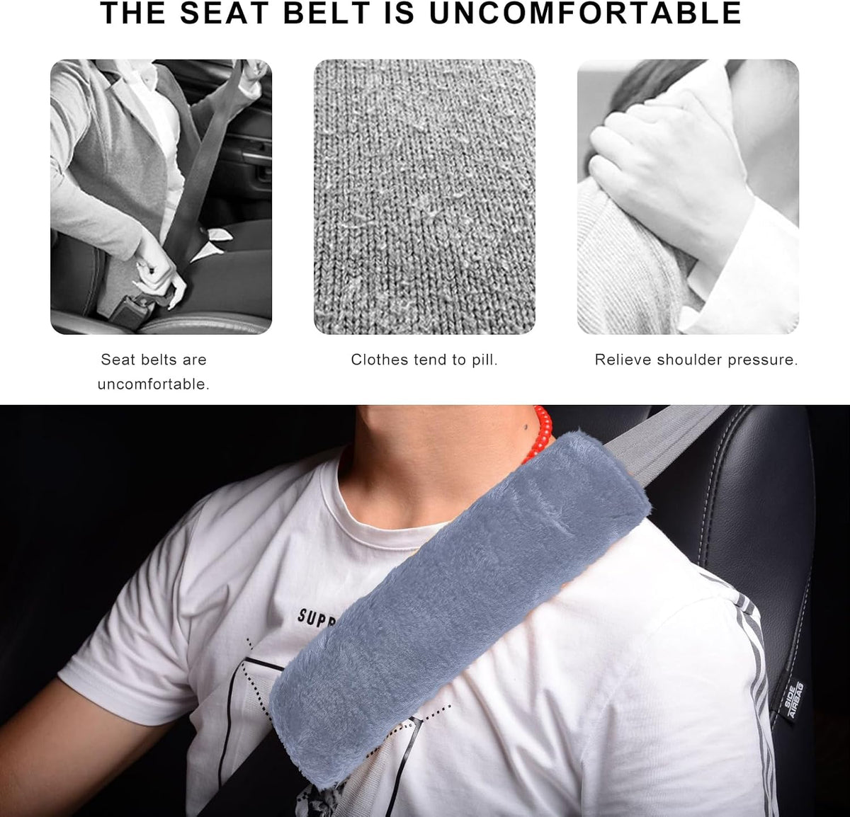 Sun Walker 2PCS Seat Belt Shoulder Pads, Fluffy Soft Plush Auto Seat Belt Pads for Protecting Your Neck & Shoulder, Comfortable Seatbelt Cover Warm Protective Cushion for Most Cars (Purple)