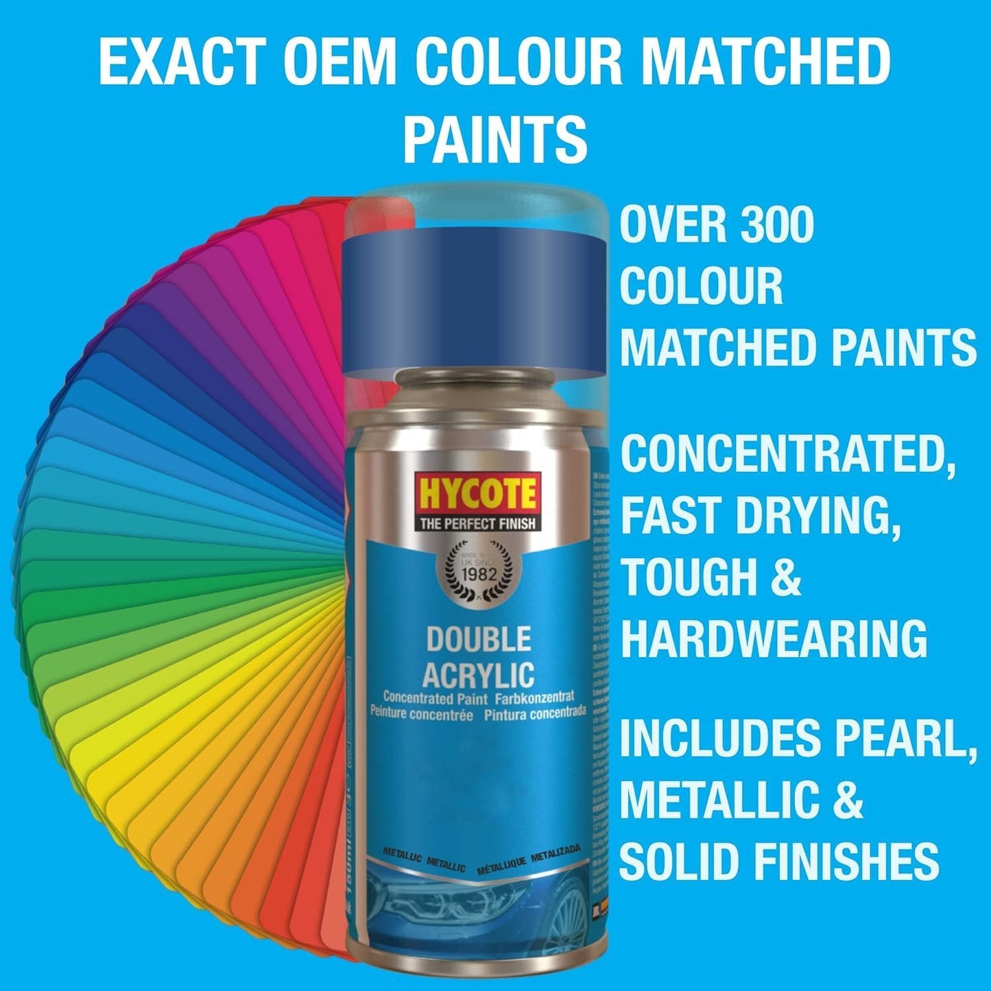 Hycote Black Spray Paint, Gloss Black, 13.5 Oz - Fast Drying, UV & Weather Resistant, Acrylic Formula for Superior Protection – For Automotive & DIY Use, 400ml