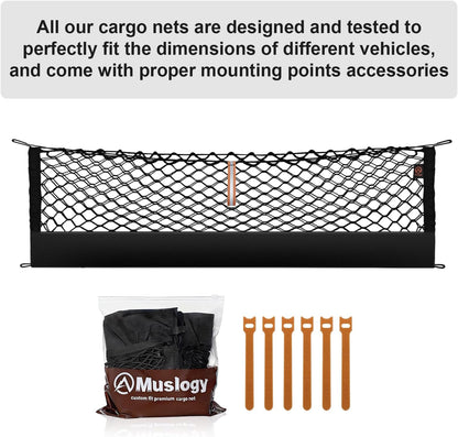 Muslogy Truck Bed Cargo Net Trunk Netting Compatible with 2023-2025 2026 Honda CR-V Accessories, Pickup Cargo Organizer SUV Sedan Storage Net w/Heavy Duty Carabiners - Colors A