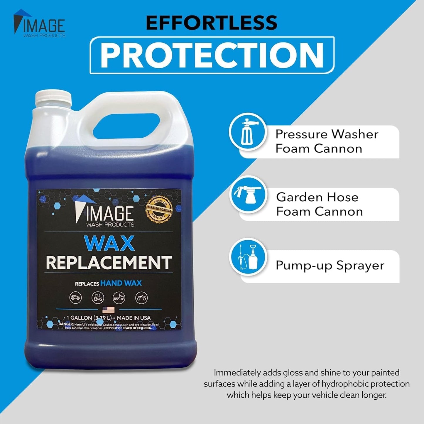 Image Wash Wax Replacement Foamable – Concentrated Spray Wax & Protectant for Cars,Trucks,RVs Boats,Ceramic & Waxed Surfaces. ((128 Fl Oz (Pack of 1)))
