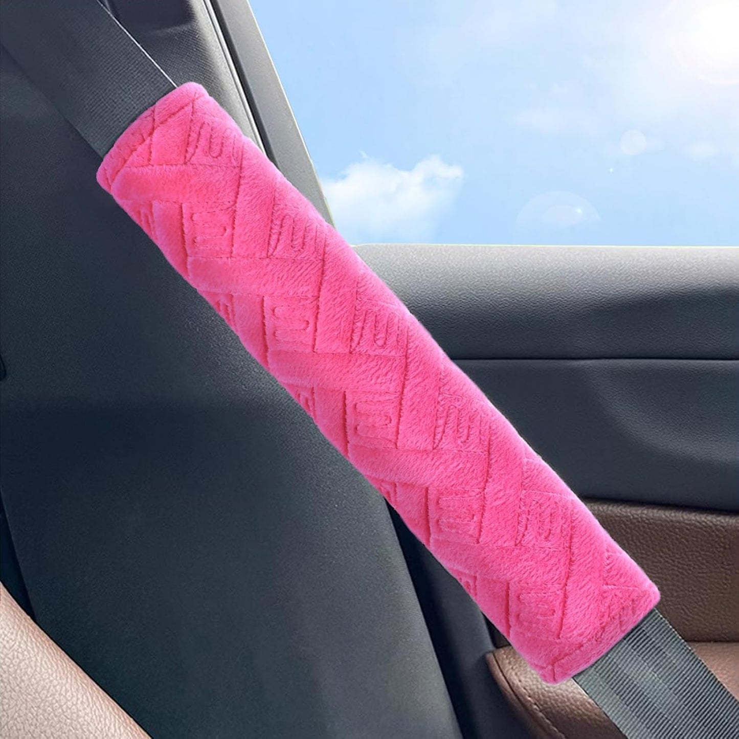 surpassme Car Seat Belt Pads Cover, 2 Pack Seat Belt Shoulder Strap Covers Protector to Release Stress to Your Neck and Shoulder for a Safety Driving (Pink)