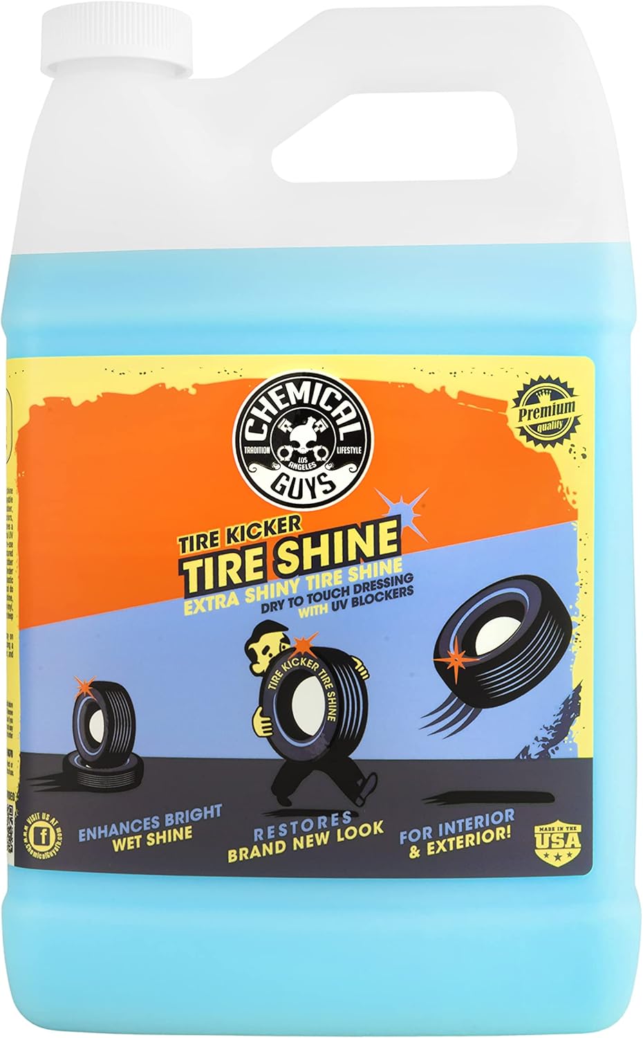 Chemical Guys Tire Kicker Sprayable Extra Glossy Tire Shine Spray, Dry-to-Touch Dressing - Restores Wet Look to Rubber, Vinyl, and Plastic, Safe for Cars, Trucks, Motorcycles, RVs, and More - 16 oz
