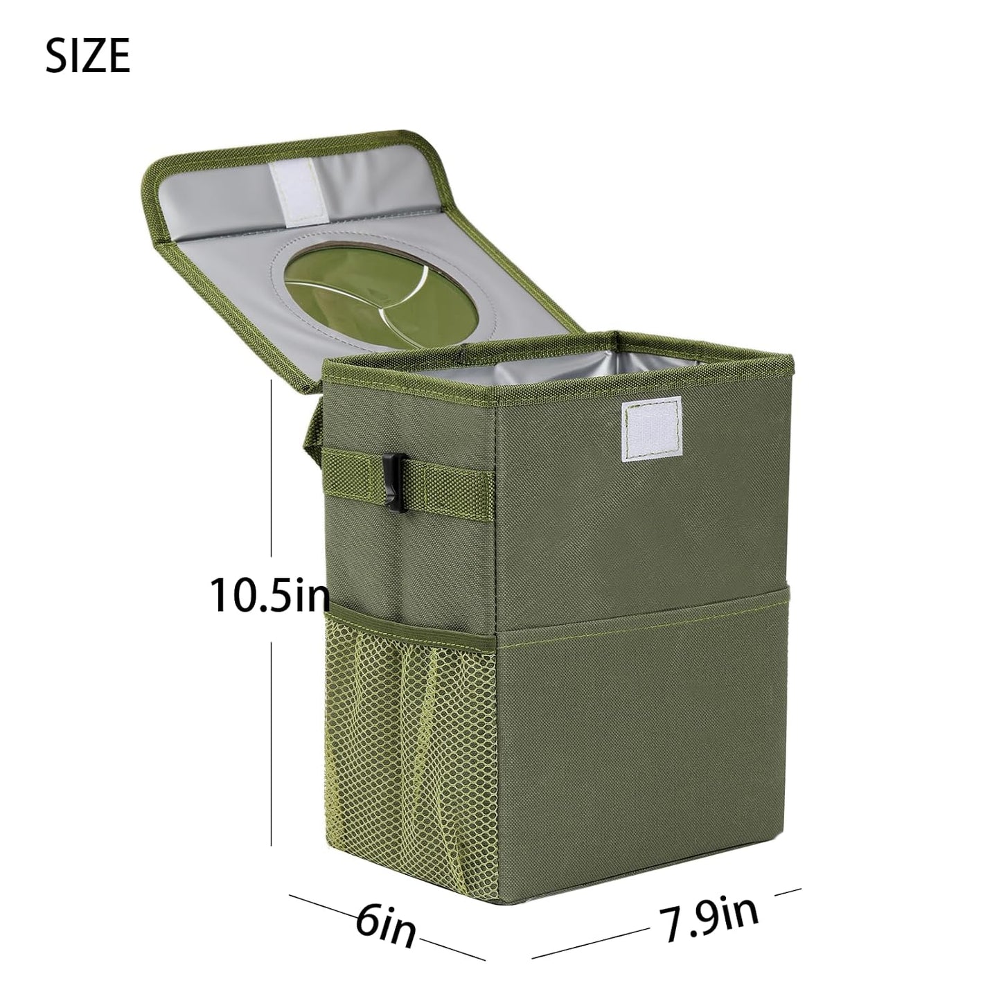 AOKJOY Car Garbage can with lid Leak Proof Vehicle Trash Can 3 Storage Pockets Hanging Waterproof car Trash Bag for SUV Beige