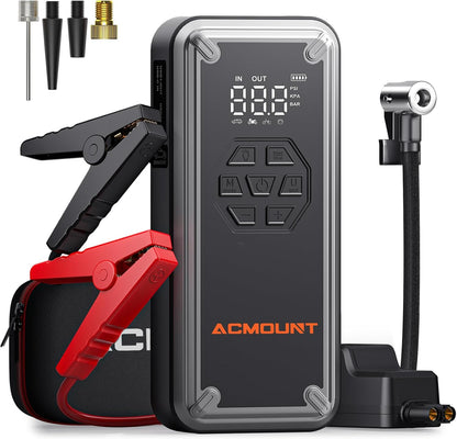 W160 Jump Starter with Air Compressor, 5000A Portable Car Jump Starter 150PSI Tire Inflator/Air Pump, 12V Battery(Up to 9L Gas/8L Diesel Engine) Jump Pack Car Emergency Kit Idea Gift for Man (Silver)