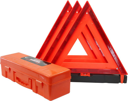 WORKKOOL Safety Triangles DOT Approved, Standard Warning Triangles Enmergency Reflector, Emergency Triangles for Vehicles with Carry Case(3 Pack,Without Sand)