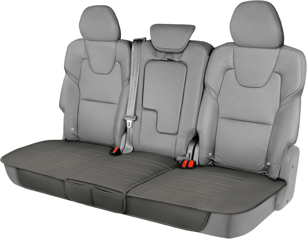 Motor Trend Seat Covers for Cars Trucks SUV, Faux Leather 2-Pack Black Padded with Storage Pockets, Premium Interior Car Seat Cover