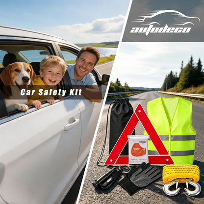 Car Roadside Emergency Kit Automotive Car Safety Kits for Vehicles Woman Man Teen Black