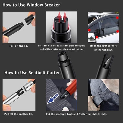 4 Pack 2026 Upgraded Safety Hammer,Safe Hammer Glass Breaker Under Water,Seatbelt Cutter Window Breaker Emergency Escape Tool,Seat Belt Cutter and Glass Breaker for Cars