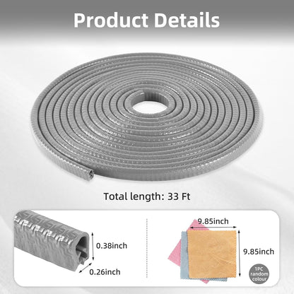SINGARO 33Ft (10M) Car Door Edge Guard, No Glue Car Door Entry Guard Protective Strip, Rubber Edge Trim Car Door Protector, Applicable to Car, Truck, SUV and ATV, Car Exterior Accessories（Black）
