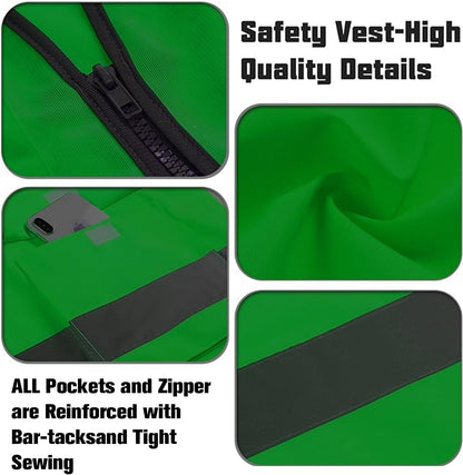 Safety Vests 20 Pack,Hi Vis Construction Vest with 5 Pockets and Zipper,Reflective Vest for Men Women Work One Size