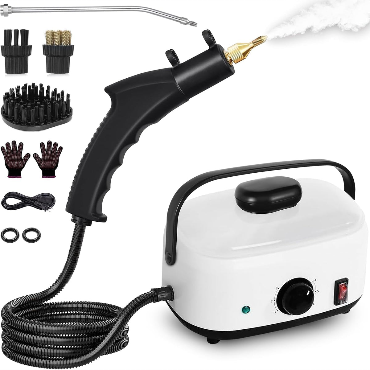 Steam Cleaner,15s Heat-Up,1.6L Tank,3-Level Adjustable Handle,2500W Steamer for Cleaning,Portable Steamer for Cleaning with 16PCS Accessories,Steam Cleaner for Home,Car,Dirt,Grease,Grout,Tile,Couch