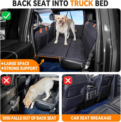 YJGF Back Seat Extender,Dog Seat Cover for Back Seat,Hard Bottom Car Seat Cover for Dogs,Dog Hammock for Car,Back Seat Pet Cover for Dogs(Black,for Car/SUV/Small Truck)