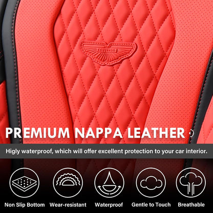 Coverado Seat Covers, Car Seat Covers Full Set, Black Car Seat Cover, Car Seat Covers Front Seats Back Seat Cover, Waterproof Car Seat Cushion, Leather Seat Covers Seat Protector Fit for Most Cars