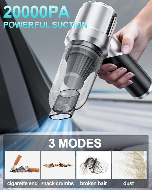 houscly Car Vacuum Portable Cordless 20000PA High Power 4-in-1 Compressed Air Duster & Air Blower & Pump Hand Held Vacuum with Brushless Motor for Car, Home, Office,Camping Ideal Gifts for Men & Women