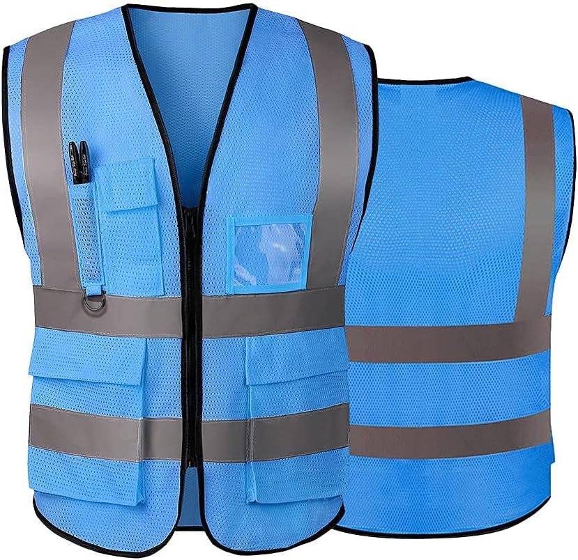 Reflective Safety Vest for Women Men High Visibility Security With Pocket Zipper Front Meet ANSI/ISEA Standard