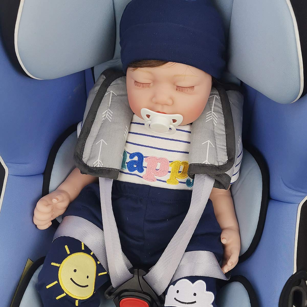 Car Seat Strap Covers for Baby Kids, Seat Belt Covers Strap Pads Cushion for boy Girl, Protect Neck and Shoulder rubbing, Anti-Slip Design, Universal for Stroller/Carrier/Pushchair Grey