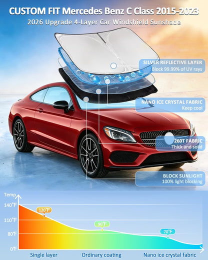for Toyota Tacoma 2016-2023 2024 2025 2026 Sun Shade Sunshade Windshield Cover - 4 Layers Front Window Shade Custom Fit Tacoma 2Dr 4Dr Pickup Sun Visor 240T Shade Blocks UV Rays Car Accessories - Colors D