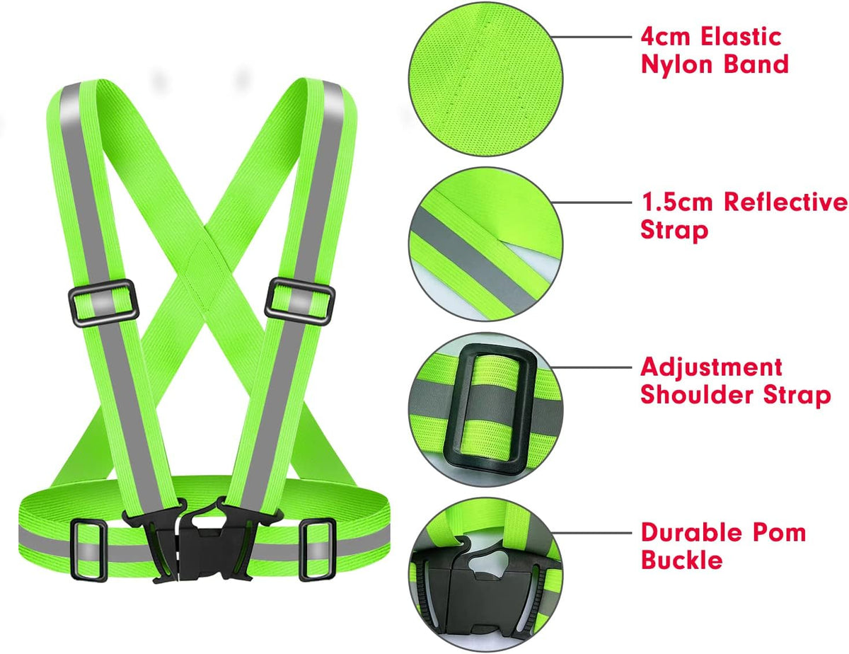 High Visibility Reflective Vest Safety Vest Running Reflective Gear Adjustable Reflective Vest for Walking,Jogging,Hiking,Night Cycling