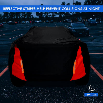 Car Cover Waterproof All Weather for Automobiles, 6 Layers Outdoor Full Exterior Cover Rain Sun UV Snowproof Protection with Zipper Cotton, Mirror Pocket for Sedan (190-195 inch)