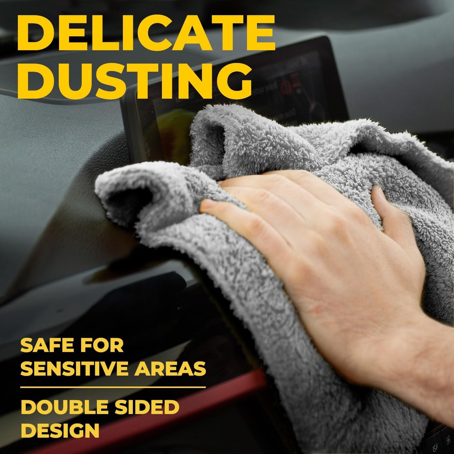 Super Soft Microfiber Towels for Cars - Edgeless - 6pk (12”x12”) - Premium Scratch-Free Towel - Great for Drying, Detailing, Polishing, Buffing - Ultra Absorbent Microfiber Cleaning Cloths for Car