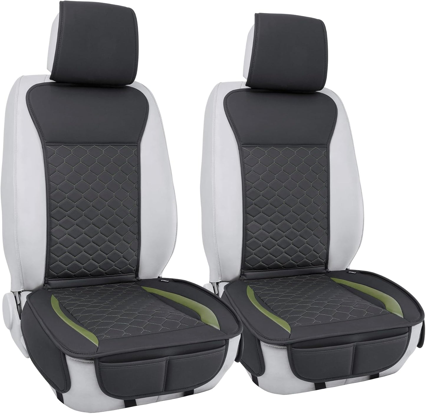 Elantrip 2PCs Front Car Seat Covers Leather Water Proof Seat Protector Universal fit for Most Cars SUVs and Trucks Black